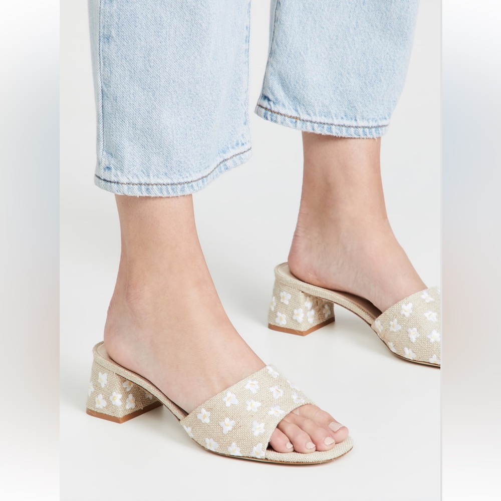 NWT NO BOX Larroude Brigitte Block Heel Sandals in Raw size 8